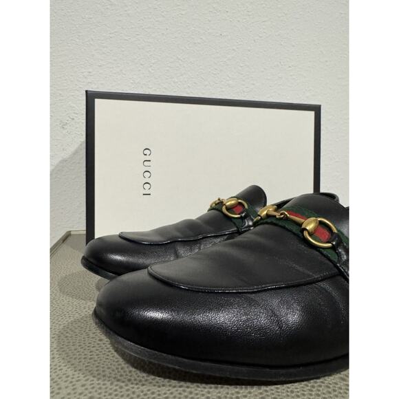 Gucci Mens Brixton Web Trimmed Horsebit Collapsible Heel Loafers Sz 8.5 $990 main image 10